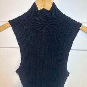 Showpo Black Ribbed Sleeveless Turtleneck Knit Maxi Dress